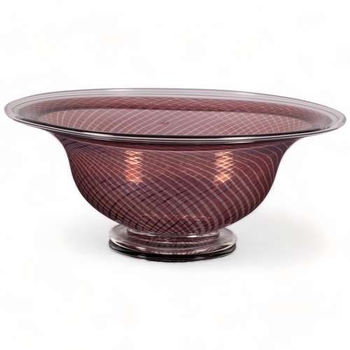 225 - Edward Hald (1883-1980), a Graal oval glass centre bowl with lattice decoration, signed to base, len... 