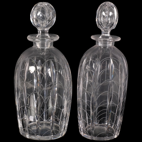 227 - Clyne Farquharson (1906-78), two cut glass decanters similar 1930s' pattern, signed to base also mar... 