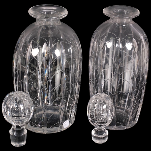 227 - Clyne Farquharson (1906-78), two cut glass decanters similar 1930s' pattern, signed to base also mar... 