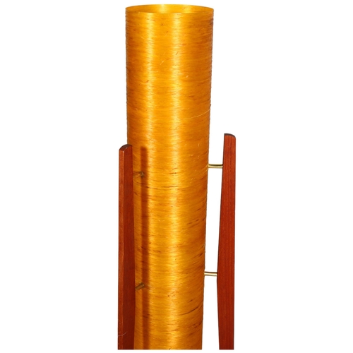 3 - A Mid-Century teak ‘Rocket Lamp’ with amber fibre glass shade, 1960/70’s, height 113cm