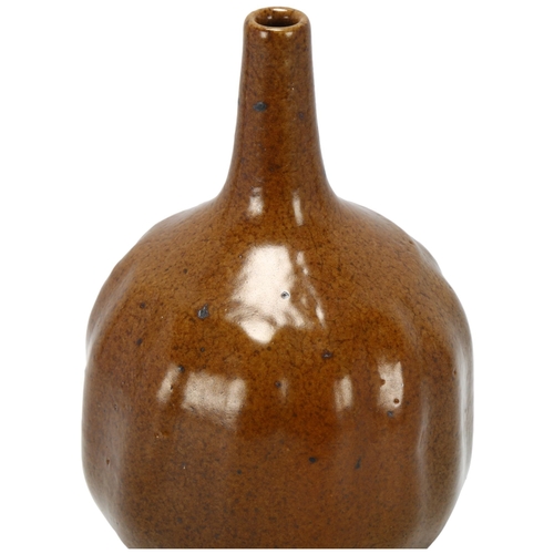 40 - Dorothy Kemp (1905-2001), St Ives Pottery, a stoneware bottle vase with lobbed body, makers mark to ... 