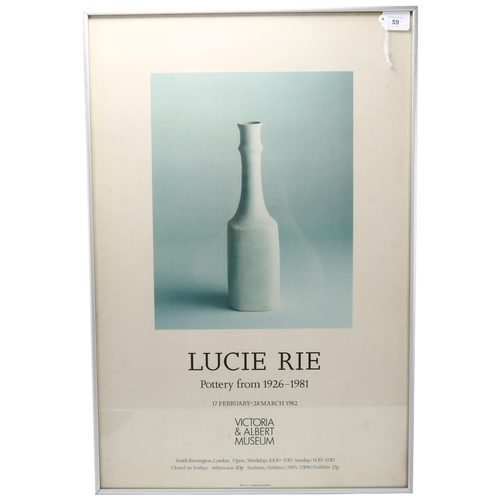 59 - Lucie Rie (1902-1995) - An exhibition poster for the Vicyoria and Albert Museum exhibition 1982, 76 ... 