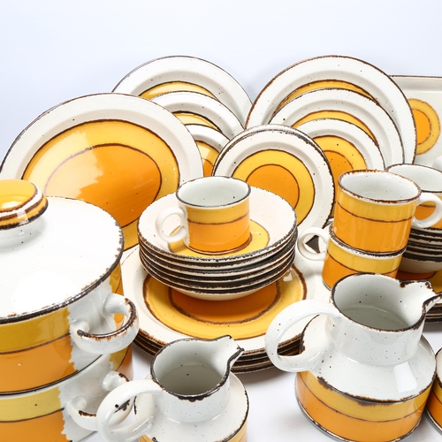 72 - Midwinter Stonehenge Sun Pattern, an extensive service, comprising plates, bowls, coffee set and ser... 