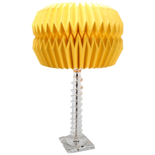 79 - A late 20th century Italian spiral glass table lamp, with geometric paper shade, height 55cm