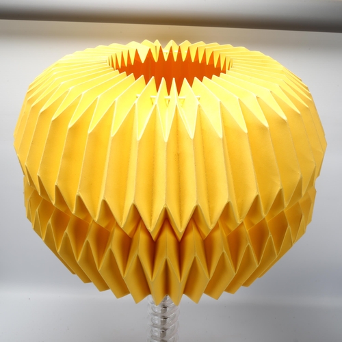 79 - A late 20th century Italian spiral glass table lamp, with geometric paper shade, height 55cm