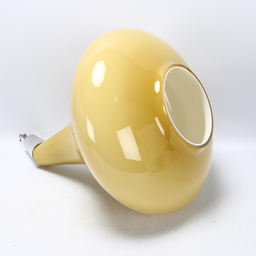 82 - A 1970s' Scandinavian cream glass ceiling pendant lamp, with aluminum cover and original fittings, h... 