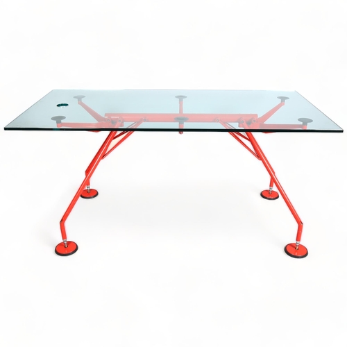 90 - Sir Norman Foster, a Nomos desk by Tecno, this example commissioned in red for a London Ferrari show... 