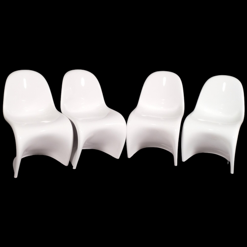 97 - Verner Panton, a set of 4 Vitra Panton Classic chairs in white gloss lacquered expanded plastic with... 