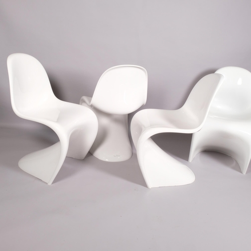 97 - Verner Panton, a set of 4 Vitra Panton Classic chairs in white gloss lacquered expanded plastic with... 