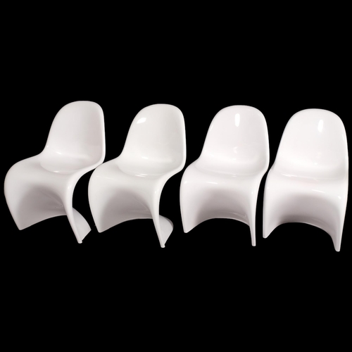 98 - Verner Panton, a set of 4 Vitra Panton Classic chairs in white gloss lacquered expanded plastic with... 