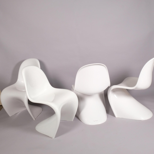 98 - Verner Panton, a set of 4 Vitra Panton Classic chairs in white gloss lacquered expanded plastic with... 