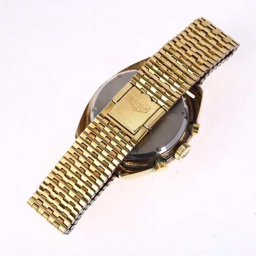 1006 - HEUER - a Vintage gold plated Carrera mechanical chronograph bracelet watch, ref. 73655, circa 1978,... 