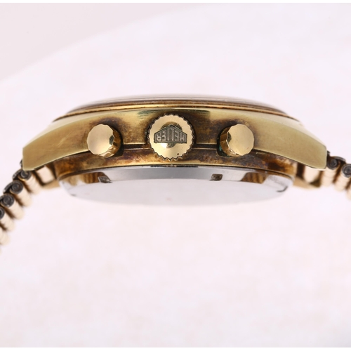 1006 - HEUER - a Vintage gold plated Carrera mechanical chronograph bracelet watch, ref. 73655, circa 1978,... 