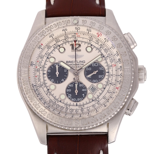 1007 - BREITLING - a stainless steel B-2 automatic chronograph calendar wristwatch, ref. A42362, silvered d... 