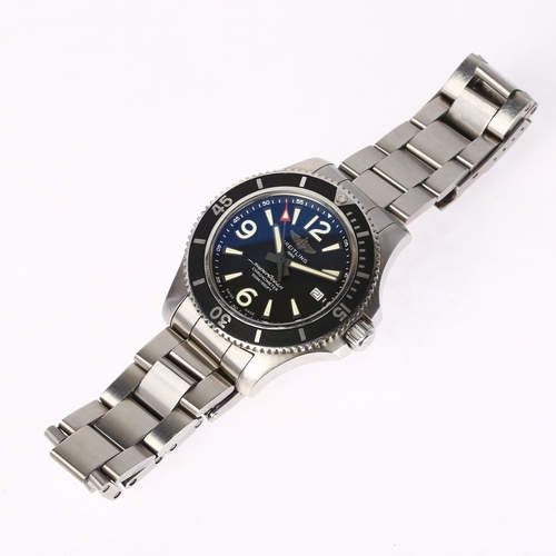 1008 - BREITLING - a stainless steel Superocean II 42 automatic bracelet watch, ref. A17366021B1A1, black d... 