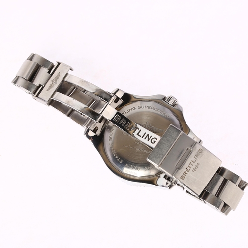 1008 - BREITLING - a stainless steel Superocean II 42 automatic bracelet watch, ref. A17366021B1A1, black d... 
