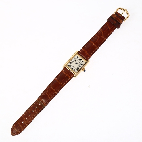 1009 - CARTIER - a mid-size 18ct gold Tank Louis quartz wristwatch, ref. 2442, circa 2000s, rectangular sil... 