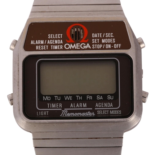 1022 - OMEGA - a Vintage stainless steel Memomaster electronic digital alarm wristwatch, ref. ST 382.0801, ... 