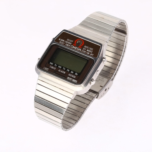 1022 - OMEGA - a Vintage stainless steel Memomaster electronic digital alarm wristwatch, ref. ST 382.0801, ... 