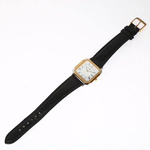 1039 - LONGINES - a gold plated stainless steel quartz wristwatch, ref. 761-6268, circa 1983, white dial wi... 