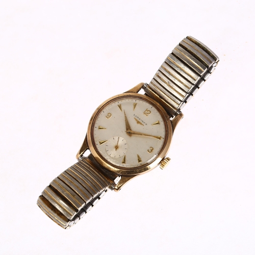 1041 - LONGINES - a 9ct gold mechanical bracelet watch, ref. 13322, circa 1966, silvered dial with applied ... 