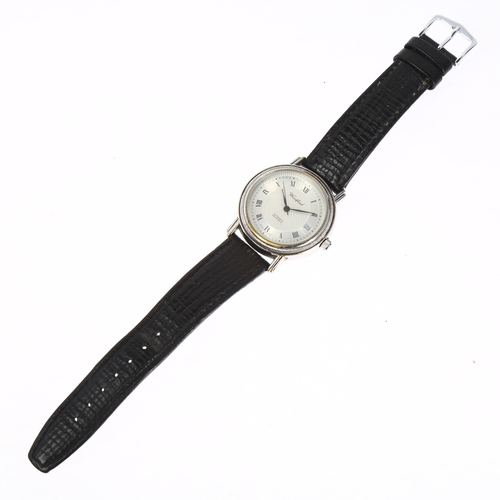 1048 - WOODFORD - a stainless steel automatic calendar wristwatch, silvered dial with Roman numeral hour ma... 