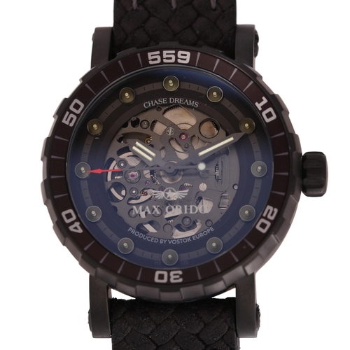 1060 - MAX ORIDO X VOSTOK EUROPE - a limited edition black PVD stainless steel automatic skeleton wristwatc... 