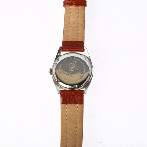 1065 - HENRI SANDOZ & FILS - a Vintage stainless steel mechanical wristwatch, brown ombre dial with applied... 