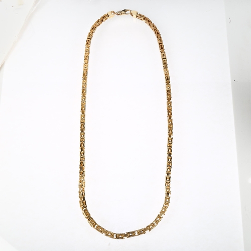 1159 - An extremely heavy 9ct gold Byzantine link chain necklace, maker LAO, London 1999, 70cm, 145.1g