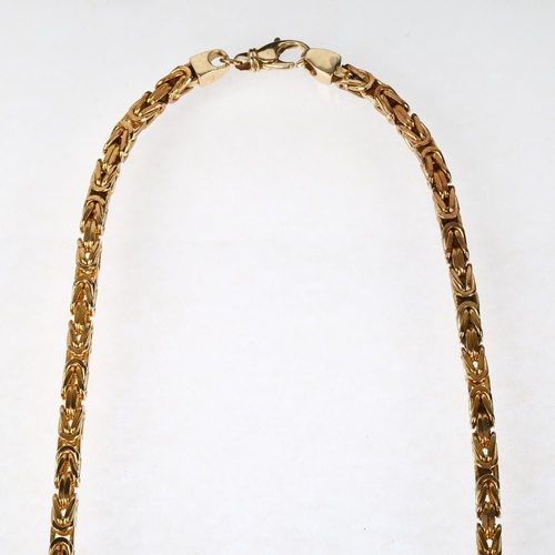 1159 - An extremely heavy 9ct gold Byzantine link chain necklace, maker LAO, London 1999, 70cm, 145.1g