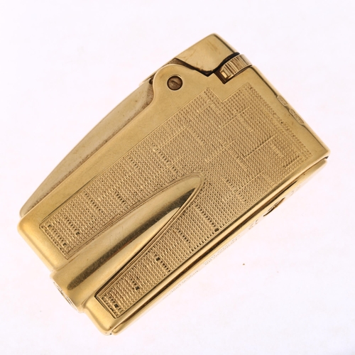 1201 - A Ronson Adonis 9ct gold sheath varaflame pocket cigarette lighter, circa 1970s, length 6cm, in fitt... 