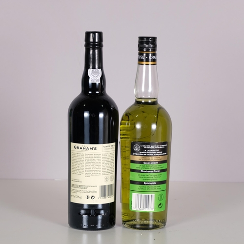 2301 - A bottle of Green Chartreuse 70cl 55%, and a Grahams Crusted Port bottled 2010 750ml, both boxed