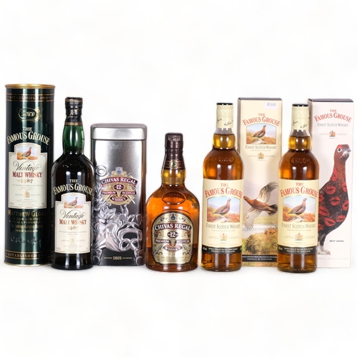 2316 - Famous Grouse Vintage 1987 Malt Whisky, 2 x Famous Grouse blended whisky, Chivas Regal 12 Years Old ... 