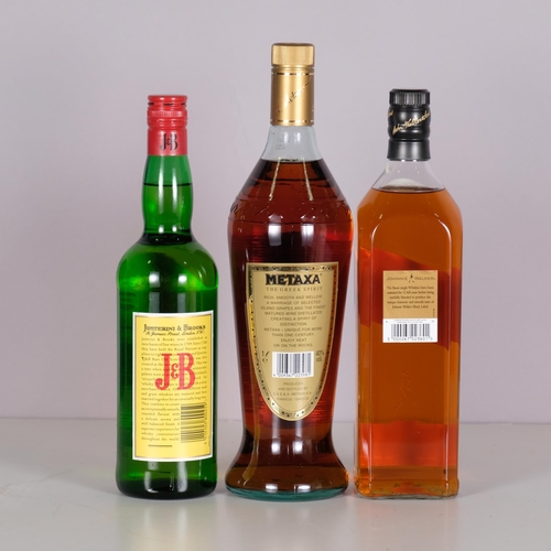 2317 - Johnnie Walker Black Label 12 Years Old blended whisky 1L 43%, J&B blended Scotch Whisky 70cl 40%, M... 