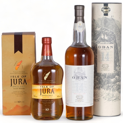 2320 - Oban 14 Years Old Single Malt Whisky 1L 43%. Isle of Jura 10 Years Old Single Malt Whisky 70cl 40%- ... 