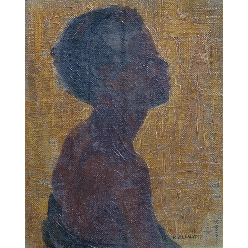 307 - Kathleen Alnatt, portrait of a man, oil on canvas laid on board, signed, 24cm x 20cm, framed