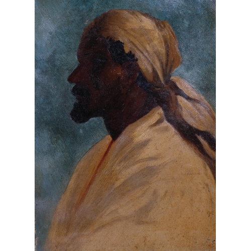 308 - Portrait of an Arab, late 19th/early 20th century oil on canvas, unsigned, 38cm x 26cm, framed