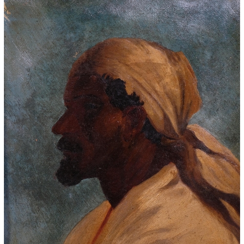 308 - Portrait of an Arab, late 19th/early 20th century oil on canvas, unsigned, 38cm x 26cm, framed