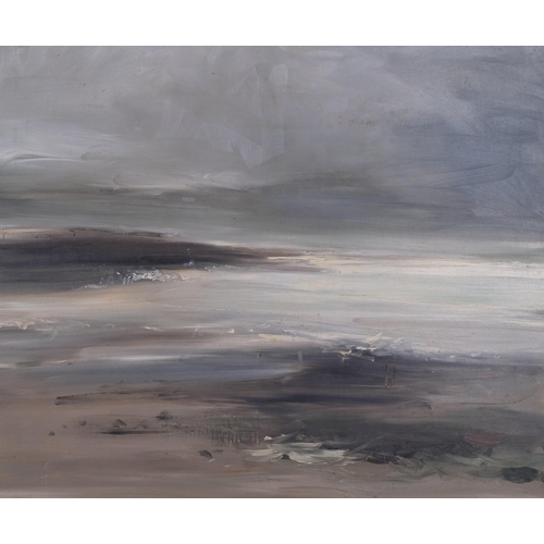 317 - Peter Burman (born 1950), storm swept coast, oil on board, signed, 88cm x 114cm, framed