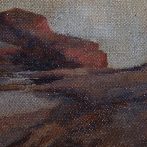 320 - MId-20th century sunset landscape, oil on canvas, unsigned, 25cm x 35cm, framed