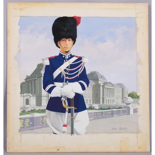 322 - John Berry (1920 - 2009), Royal Guard, original gouache illustration, image 30cm x 30cm, unframed