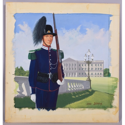 323 - John Berry (1920 - 2009), Royal Guard, original gouache illustration, image 30cm x 30cm, unframed