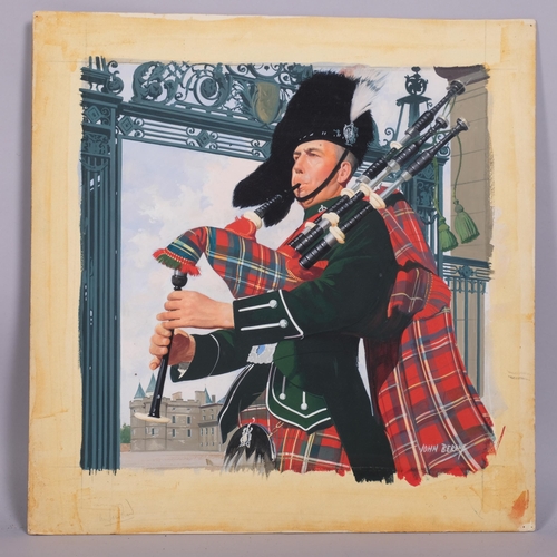 324 - John Berry (1920 - 2009), Highland Officer playing bagpipes, original gouache illustration, image 30... 