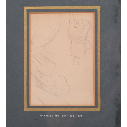 330 - Stanley Spencer (1891 - 1959), sheet of pencil sketches on paper, 15cm x 10cm, framed