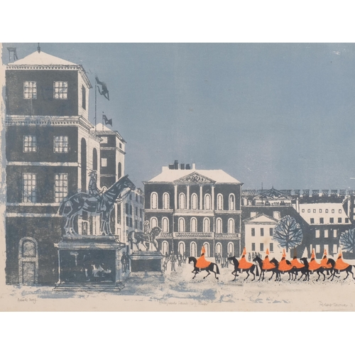 341 - Robert Tavener (1920 - 2004), Horse Guards Parade (no. 3), winter, colour screenprint, signed in pen... 