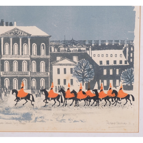 341 - Robert Tavener (1920 - 2004), Horse Guards Parade (no. 3), winter, colour screenprint, signed in pen... 