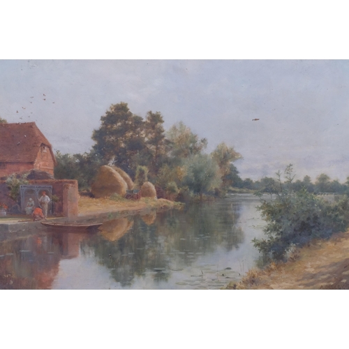 347 - Arthur Dudley (1864 - 1915), rural river scene, oil on canvas, signed, 34cm x 52cm, framed