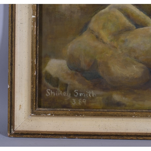 350 - Shirley Smith, surrealist life study, oil on board, signed and dated '89, 44cm x 60cm, framed