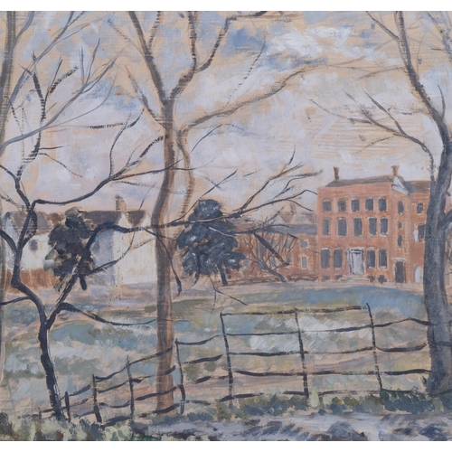 357 - Roger Furse, in the park Colchester, oil on board, signed with artist's label verso, 1955, 38cm  x 5... 