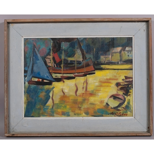 360 - Archibald Peddie (1917 - 1991), boats at Rothesay Harbour, signed with inscription verso dated 1956,... 